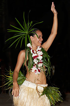 舞者,传统舞蹈,岛屿,波拉波拉岛,社会群岛,法属玻利尼西亚,大洋洲