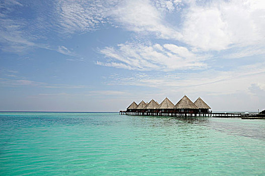 平房,上方,水,梦幻爱情海滩,马尔代夫,印度洋