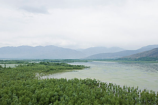 俯拍,湖,查谟-克什米尔邦,印度