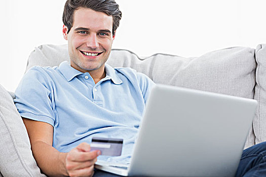 一个,男人,头像,信用卡,购买,上网,笔记本电脑