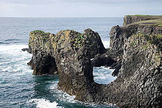 火山岩,石头,海洋,海岸,冰岛,欧洲