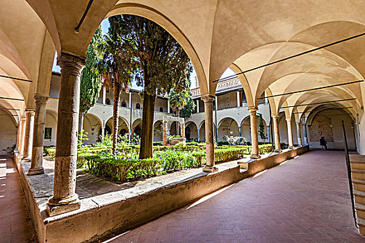 回廊,教堂,圣吉米尼亚诺,锡耶纳省,托斯卡纳,意大利