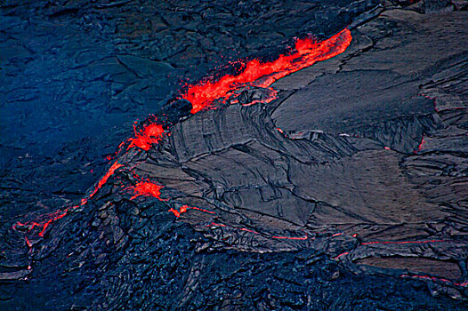航拍,基拉韦厄火山,熔岩流,夏威夷火山国家公园,美国