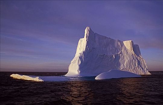 南极,海峡,冰山,日落