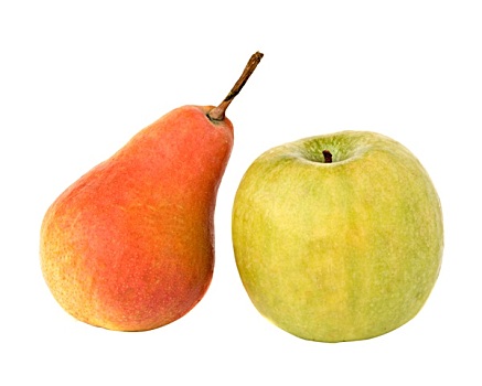 梨,苹果,隔绝,白色背景,背景