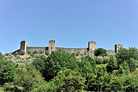 蒙特利格奥尼,中世纪,城市,墙壁,要塞,建造,锡耶纳省,托斯卡纳,意大利,欧洲