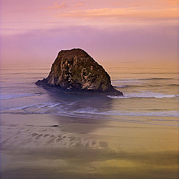 岩石构造,海洋,坎农海滩,俄勒冈海岸,俄勒冈,美国
