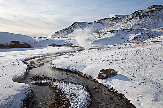热,区域,冬天,雷克雅奈斯,冰岛,欧洲
