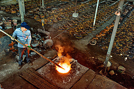 紫金,铁锅,工人,铸造