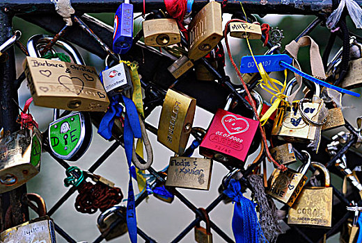喜爱,挂锁,轨道,桥,巴黎,法国,欧洲