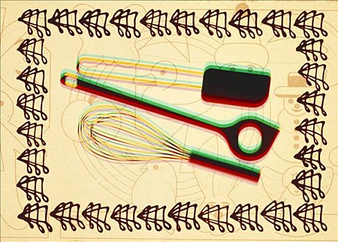 打蛋器,厨匙,糕点,刮刀,烤盘纸