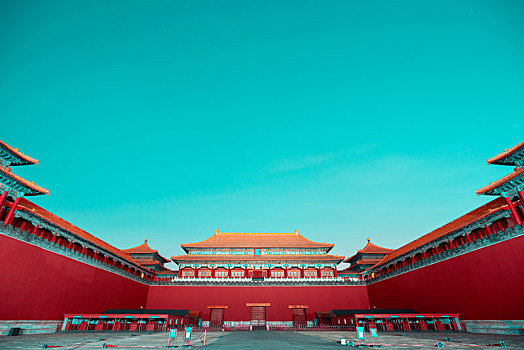 中国北京故宫博物院午门夜景