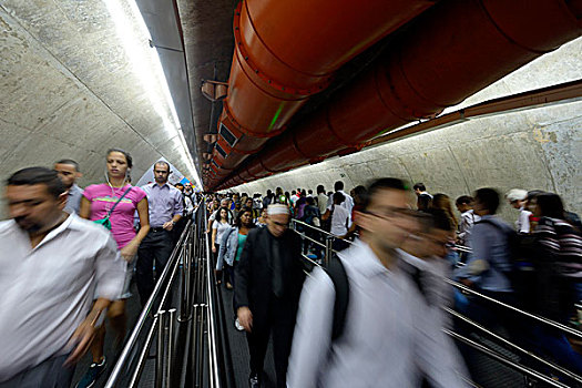 行人,隧道,两个,车站,地铁,圣保罗,巴西,南美