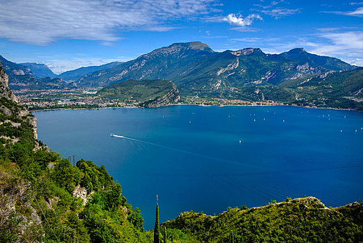 视点,风景,靠近,加尔达,加尔达湖,特兰迪诺,意大利,欧洲