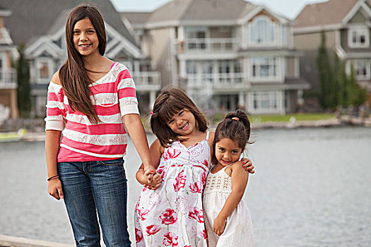 三姐妹山,码头,住宅,湖,区域,艾伯塔省,加拿大