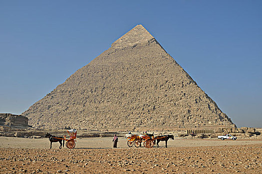空,马车,旅游,正面,切夫伦金字塔,吉萨金字塔,埃及,非洲