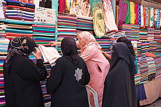 摩洛哥,女人,店,围巾,布,麦地那