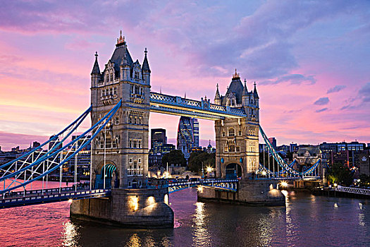 桥,河,黄昏,塔桥,泰晤士河,伦敦,英格兰