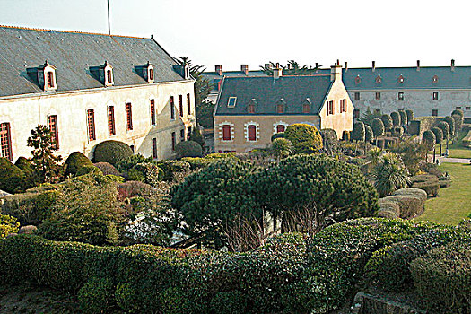 法国,布列塔尼半岛,莫尔比昂省,城堡,花园