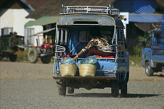 乘客,旅行,黄包车,万荣,老挝