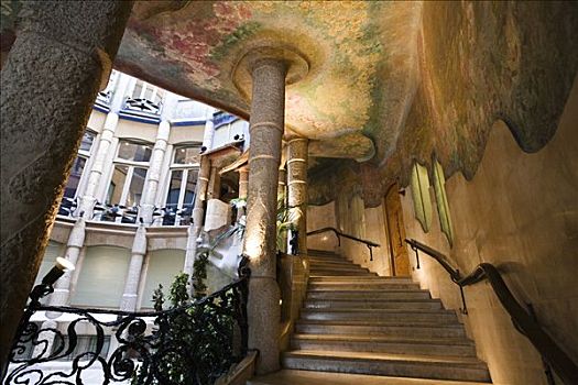 楼梯,建筑,巴塞罗那,加泰罗尼亚,西班牙