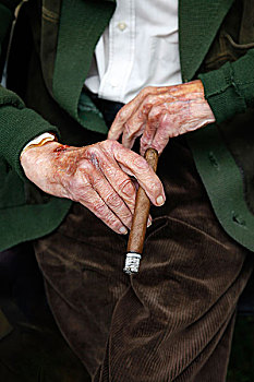 老人,雪茄,灯芯绒,裤子,外套,老年之家,柏林,德国,欧洲