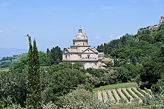 圣母玛利亚,教堂,蒙蒂普尔查诺红葡萄酒,托斯卡纳,意大利,欧洲
