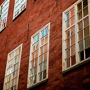 仰视,窗户,建筑,格姆拉斯坦,斯德哥尔摩,瑞典