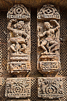 印度,奥里萨帮,太阳神庙,13世纪,舞者,浮雕