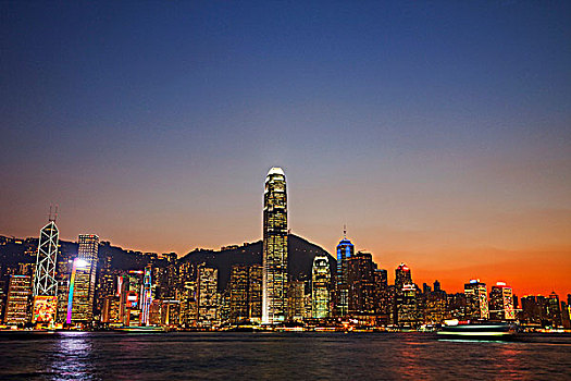 香港,城市天際線,太平山,黃昏