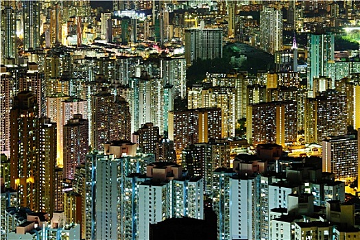 拥挤,市区,建筑,香港