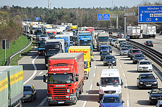 交通,堵塞,卡车,意外,高速公路,靠近,斯图加特,巴登符腾堡,德国,欧洲
