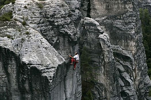 攀登者,岩石构造,砂岩,山峦,萨克森,德国