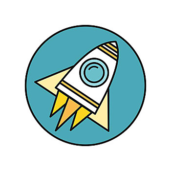 宇宙飞船,象征,圆,蓝色背景,火箭,商务,设计,标识,矢量,插画