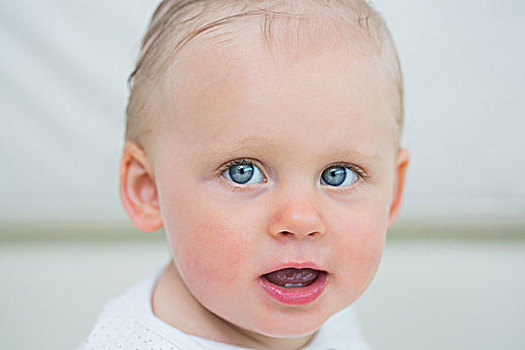 特写,婴儿,蓝眼睛,客厅