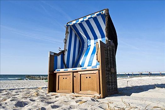 沙滩椅,海滩,梅克伦堡前波莫瑞州,德国,欧洲
