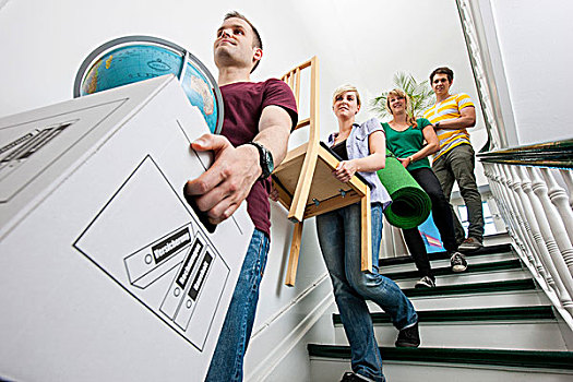 房子,移动,朋友,帮助,盒子,家具,楼梯