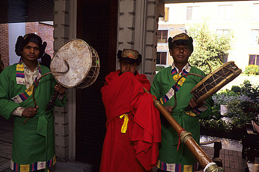尼泊尔,加德满都,音乐人,传统,器具