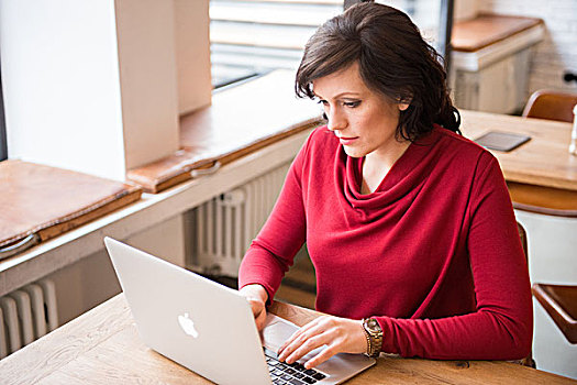 女人,咖啡,工作,笔记本电脑