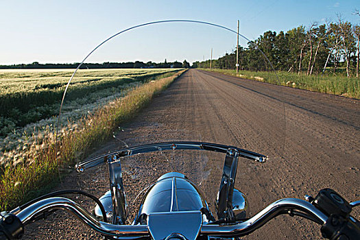 风景,土路,摩托车,挡风玻璃,曼尼托巴,加拿大