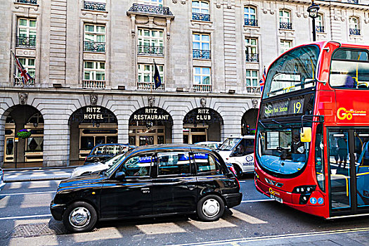 伦敦,出租车,红色公交车,户外
