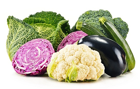 品种,新鲜,有机,蔬菜,隔绝,白色背景