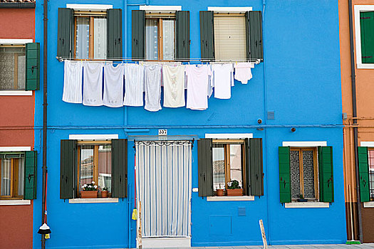 房子,洗,布拉诺岛,威尼斯,意大利