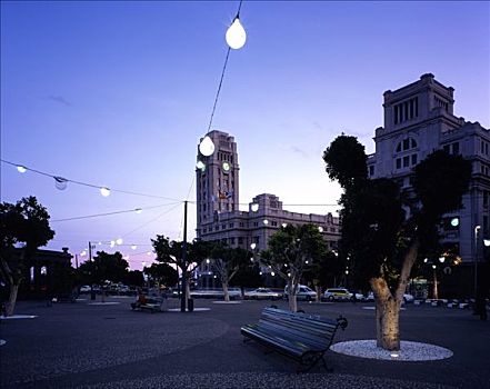 西班牙广场,特内里费岛,将军,外景,黄昏,点燃,轻快,清淡,轻,光亮,园林设计