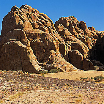 石头,悬崖,排列,恩内迪,山丘,撒哈拉沙漠,乍得,非洲