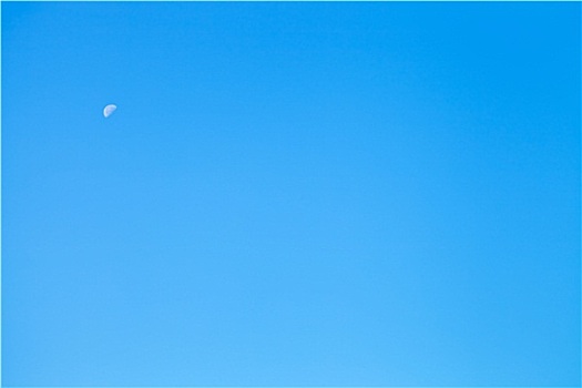 白色,一半,月亮,清晰,蓝天