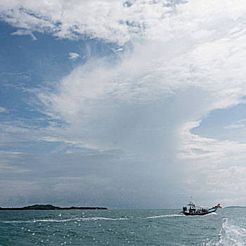 船,海洋,苏梅岛,苏拉塔尼,省,泰国