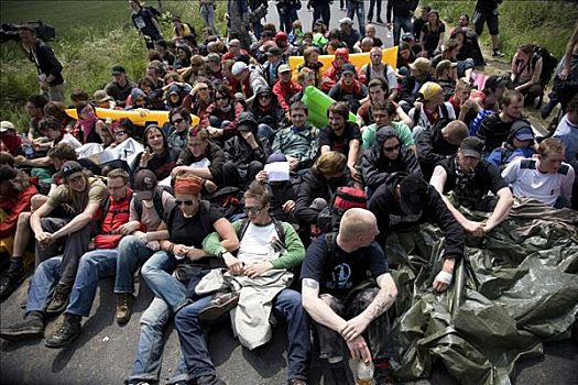 抗议者,顶峰,罗斯托克,海利根达姆,梅克伦堡前波莫瑞州,德国