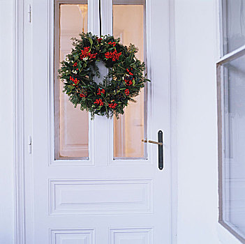 入口,门,圣诞花环