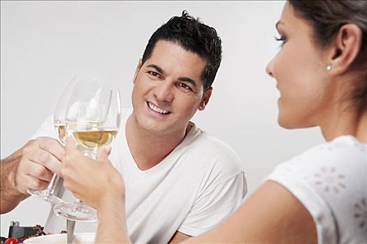 伴侣,祝酒,白葡萄酒杯